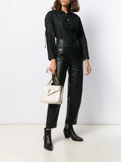 Saint Laurent Loulou Medium Quilted Leather Crossbody In Neutrals