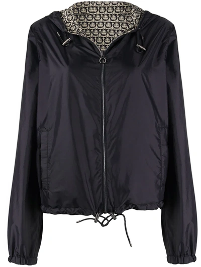 Shop Ferragamo Gancini-print Reversible Jacket In Black