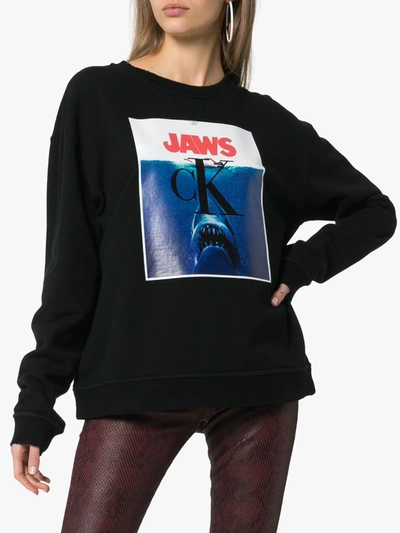 Shop Calvin Klein 205w39nyc Jaws Logo Cotton Sweatshirt In Black