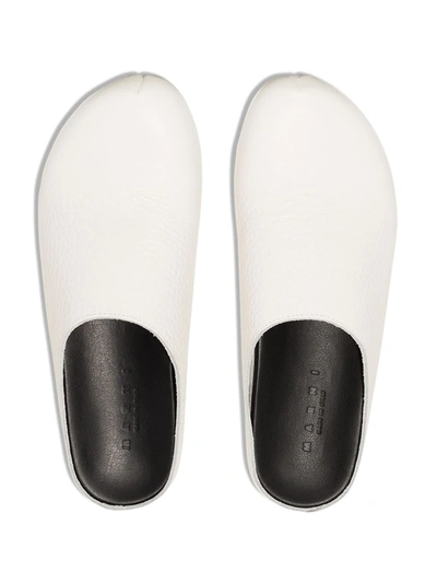 Shop Marni Sabot Leather Mules In White