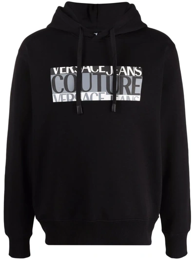 Shop Versace Jeans Couture Logo-print Hoodie In Black