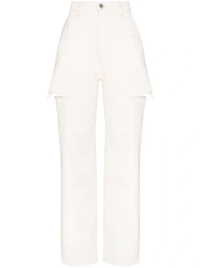 Shop Maison Margiela Distressed Straight-leg Jeans In White