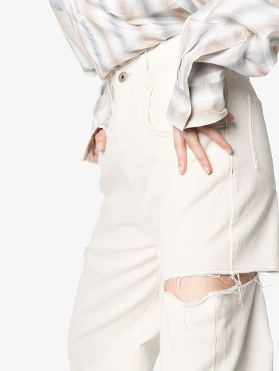 Shop Maison Margiela Distressed Straight-leg Jeans In White