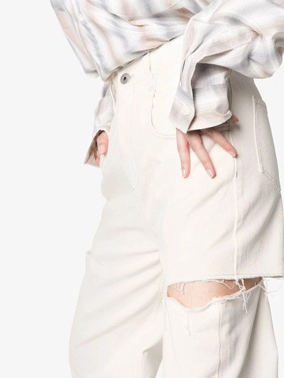 Maison Margiela White High-rise Distressed Jeans In White
