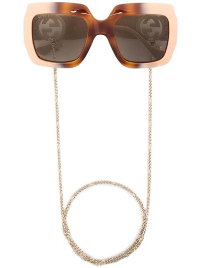 Shop Gucci Oversized Frame Sunglasses In Pink