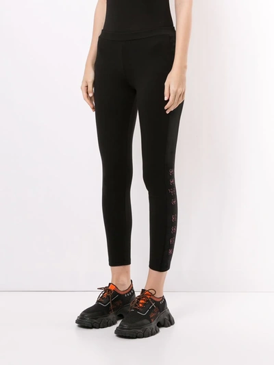 Shop Aape By A Bathing Ape Aape Unus Embroidered Leggings In Black