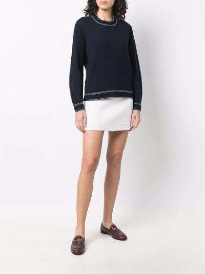 Shop Barrie Contrasting-stitch Jumper In Blau