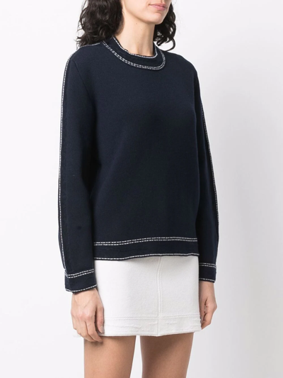 Shop Barrie Contrasting-stitch Jumper In Blau