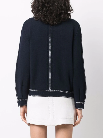 Shop Barrie Contrasting-stitch Jumper In Blau