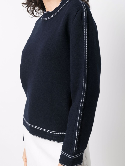 Barrie Contrasting-stitch Jumper In Blau
