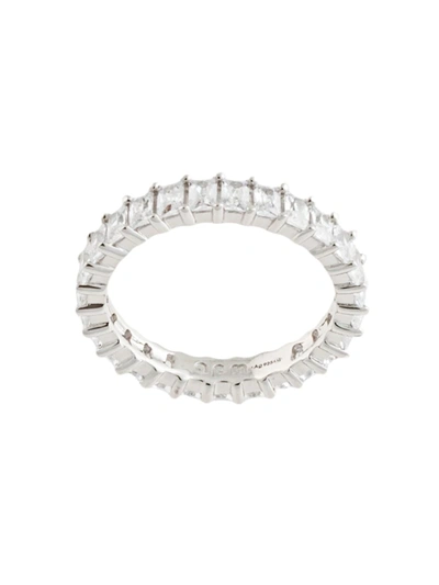 Shop Apm Monaco Romance Zirconia-embellished Thin-band Ring In Silver