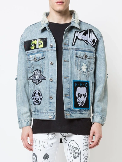 Haculla Distressed Patched Denim Jacket In Blue