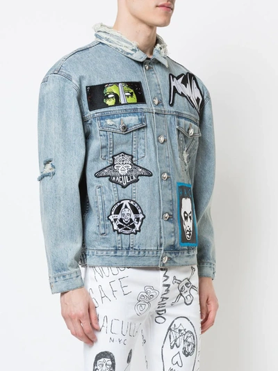Haculla Distressed Patched Denim Jacket In Blue