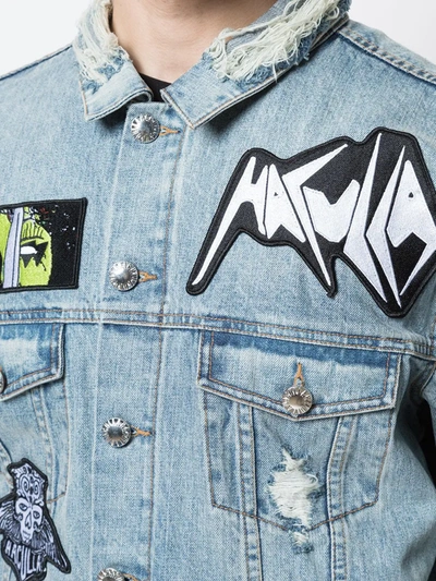 Haculla Distressed Patched Denim Jacket In Blue