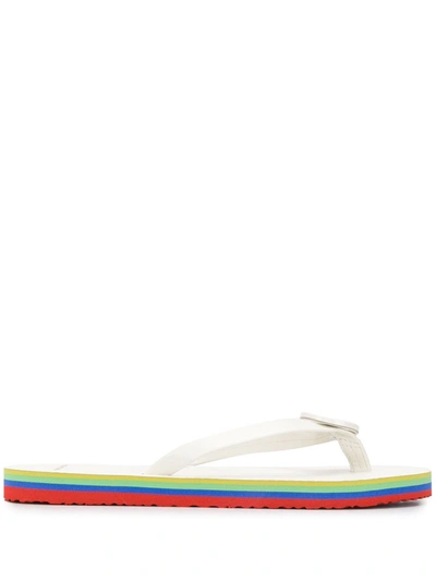 Shop Tory Burch Minnie Flip Flops In White