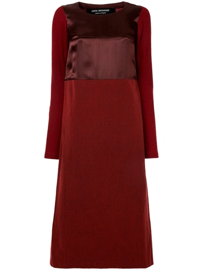Pre-owned Junya Watanabe Satin-effect Midi Dress In Red
