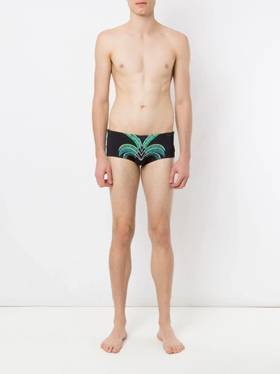 Shop Amir Slama Printed Swim Briefs In Black