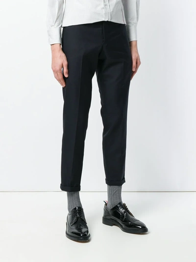 Shop Thom Browne Engineered Striped Side Seam Solid Wool Twill Skinny Trouser In Blue