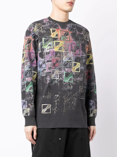 We11 Done Black All Over Long Sleeve T-shirt In Mehrfarbig