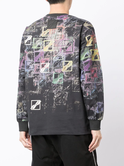 We11 Done Black All Over Long Sleeve T-shirt In Mehrfarbig