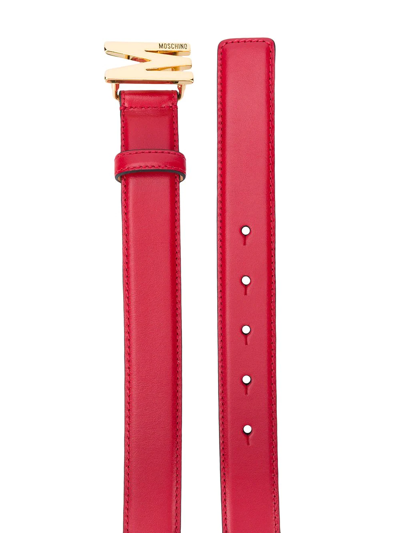 Shop Moschino M Logo Plaque Belt In Red