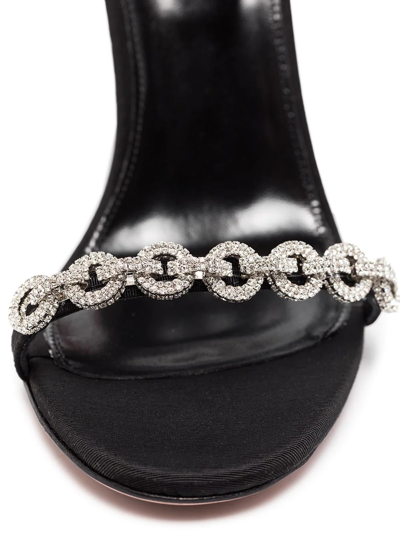 Shop Aquazzura Love Link 105mm Crystal-embellished Sandals In Schwarz