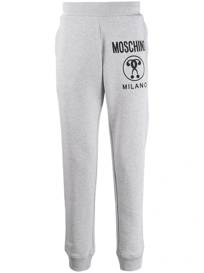 Shop Moschino Question Logo Track Pants In Grey