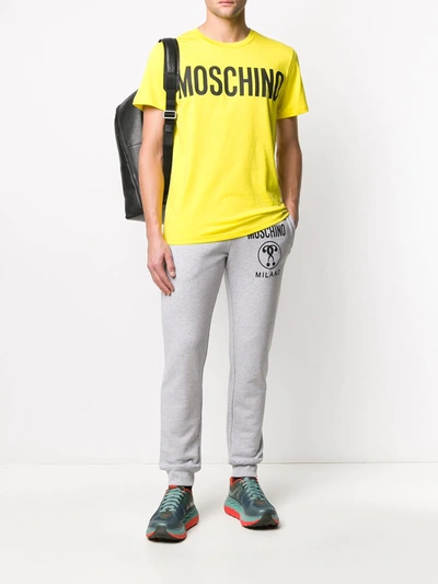 Shop Moschino Question Logo Track Pants In Grey