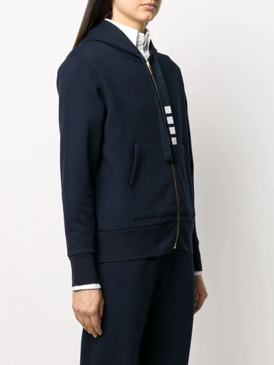Shop Thom Browne 4-bar Compact Double-knit Hoodie In Blue