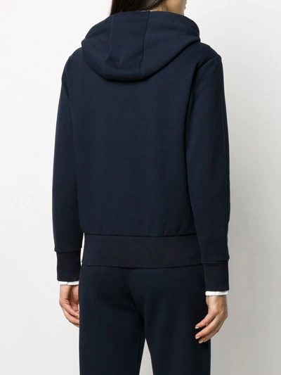 Shop Thom Browne 4-bar Compact Double-knit Hoodie In Blue