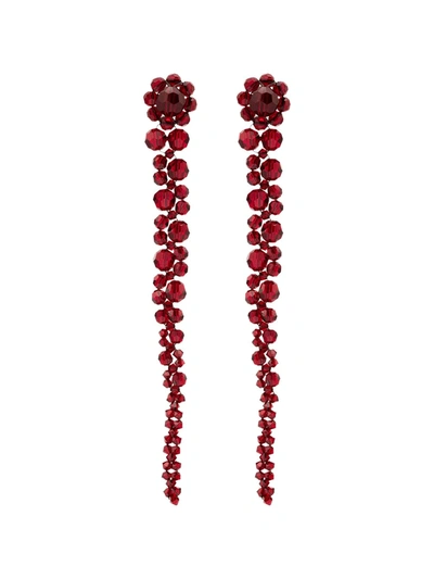 Shop Simone Rocha Crystal-embellished Drop Earrings In Red