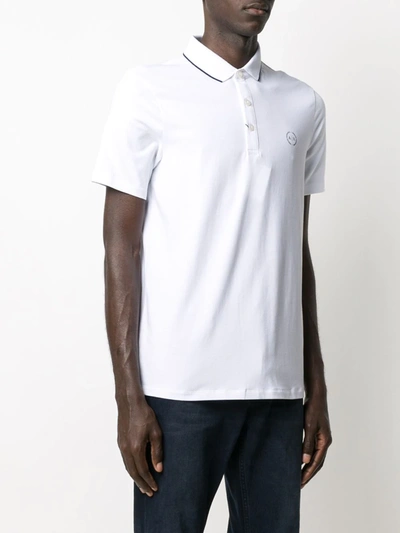 Shop Armani Exchange Embroidered Logo Polo Shirt In White