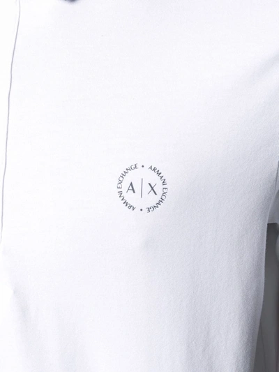 Shop Armani Exchange Embroidered Logo Polo Shirt In White