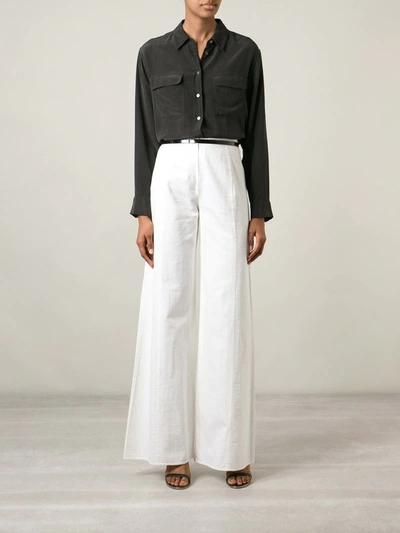 Pre-owned Emanuel Ungaro Vintage Wide Leg Trousers In White