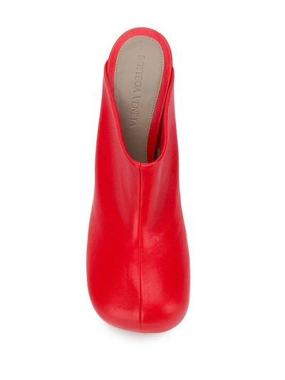 Shop Bottega Veneta Chunky Heeled Leather Mules In Red
