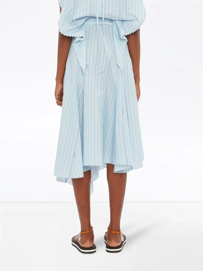 Shop Jw Anderson Asymmetric Belted Panelled Skirt In Blue