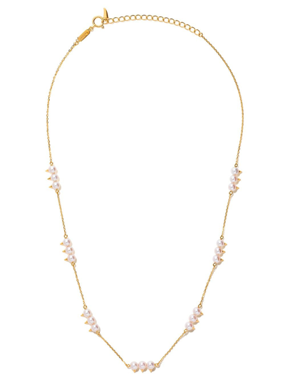 Shop Tasaki 18kt Yellow Gold Danger Neo Collection Line Akoya Pearl Necklace In Metallic