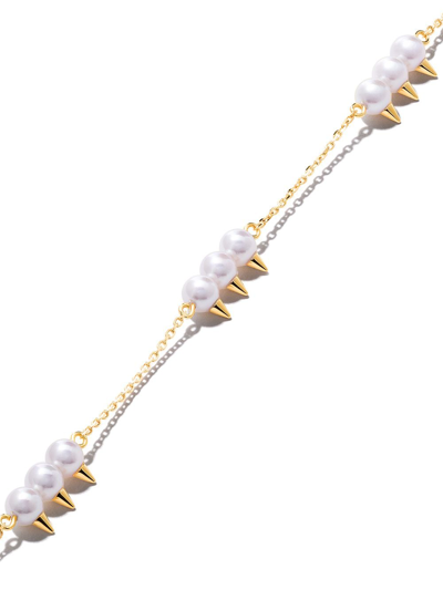 Shop Tasaki 18kt Yellow Gold Danger Neo Collection Line Akoya Pearl Necklace In Metallic