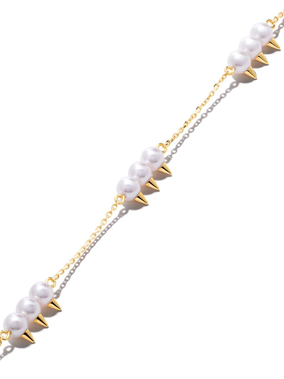 Tasaki 18kt Yellow Gold Danger Neo Collection Line Akoya Pearl Necklace In Metallic
