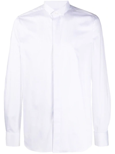 Shop Xacus Long Sleeve Tailored Shirt In White