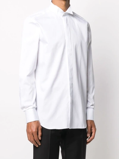 Xacus Structured Collar White Shirt With Buttoned Cuffs In White