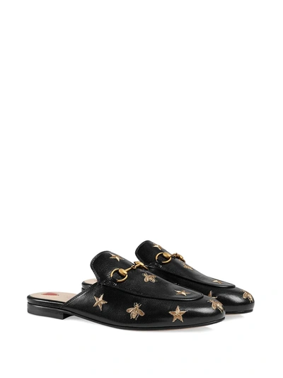 Shop Gucci Princetown Embroidered Leather Slipper In Black