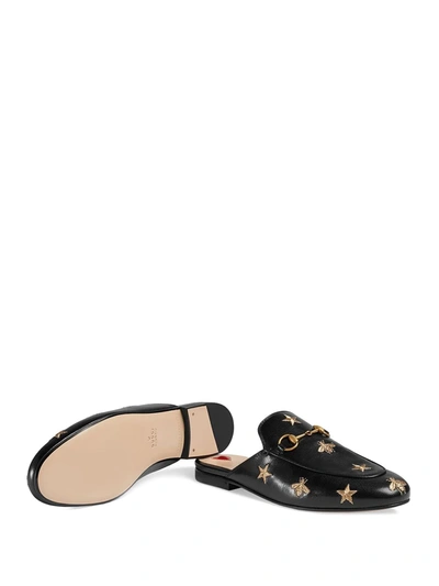 Shop Gucci Princetown Embroidered Leather Slipper In Black