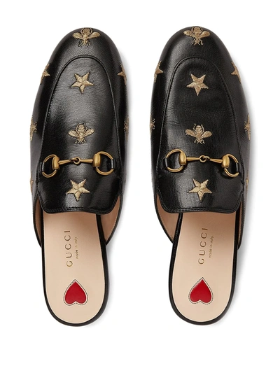 Shop Gucci Princetown Embroidered Leather Slipper In Black