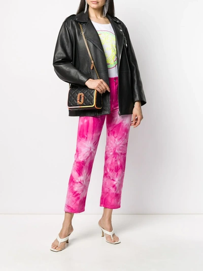 Shop Msgm Tie-dye Print Cropped Jeans In Pink