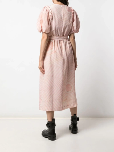 Shop Simone Rocha Tie Waist Bell Sleeve Dress In Pink