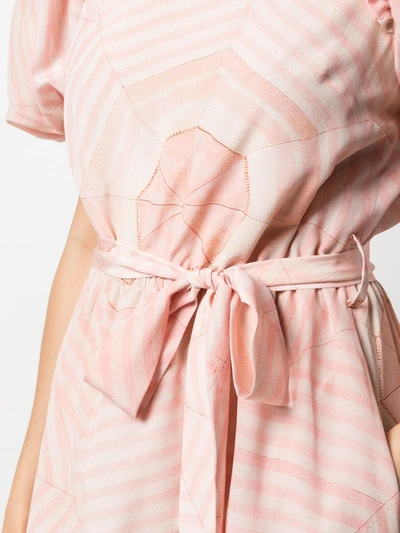 Shop Simone Rocha Tie Waist Bell Sleeve Dress In Pink