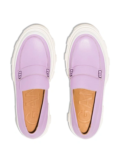 Shop Ganni Chunky Platform Loafers In 紫色