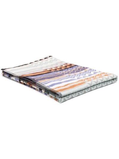 Missoni Zig-zag Cotton Towel In Blau
