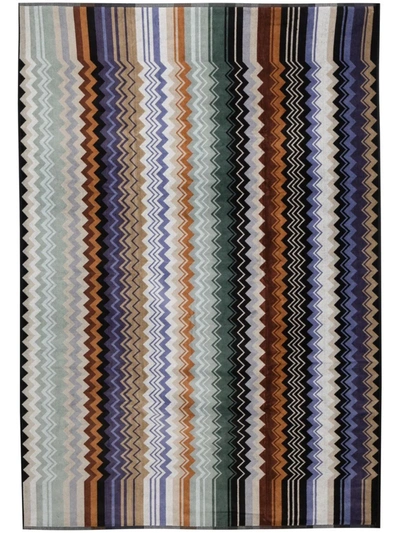 Missoni Zig-zag Cotton Towel In Blau